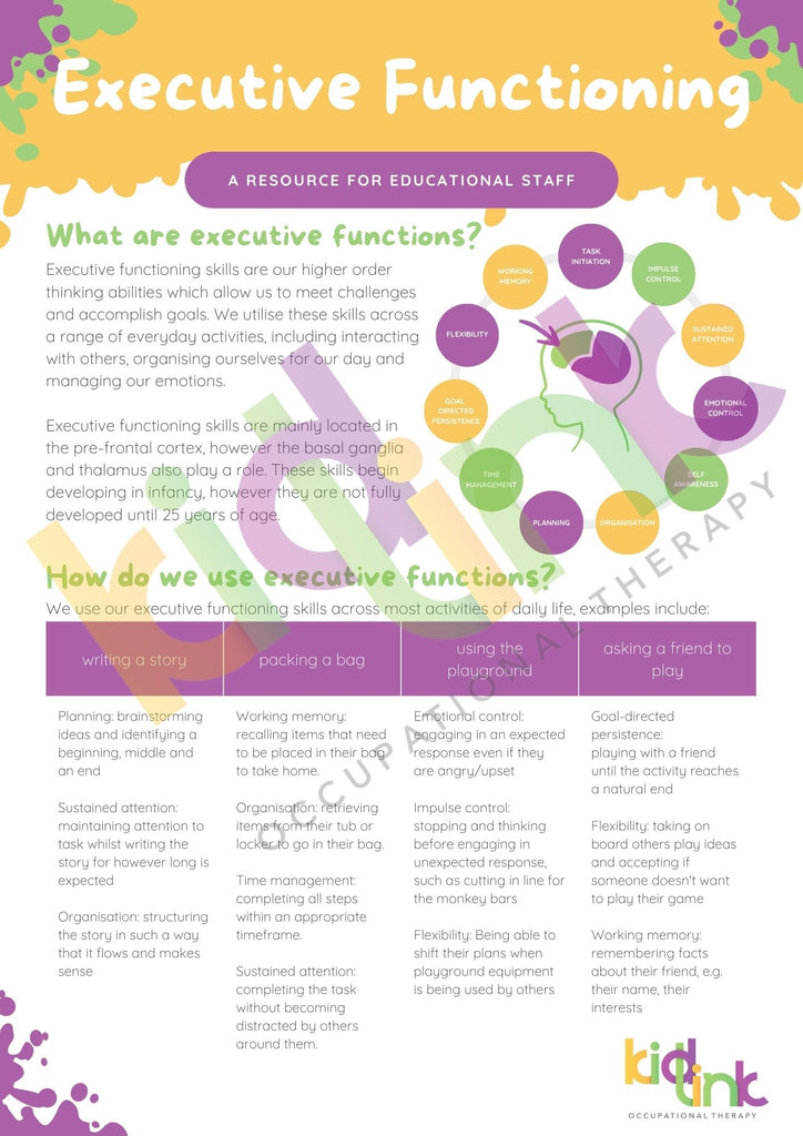Executive Functioning Resource - Digital Download For Educational Staff