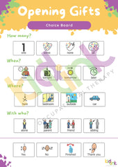 Opening Gifts Choice Board - Digital Download For Parents/Carers